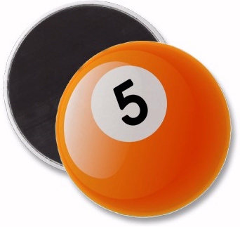 Number five on a billiards ball