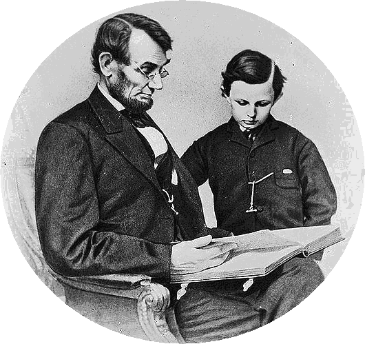 President Abraham Lincoln reading a book