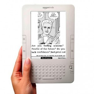 Mary Worth comic srip inside a Kindle