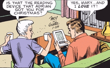 The Amazon Kindle appears in the Mary Worth newspaper comic strip