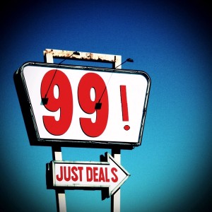 Sale for 99 on a sign