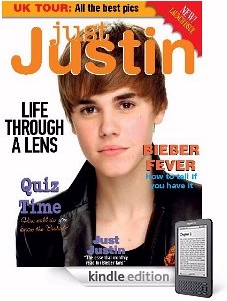 Just Justin Bieber magazine on a Kindle