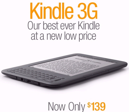 Kindle 3G with Special Offers - an Amazon sale discount of 139