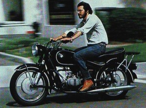 Steve Jobs on a motorcycle