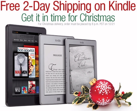 Amazon offers free shipping on Kindles for Christmas