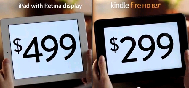 Retina price comparison ad for Amazon Kindle