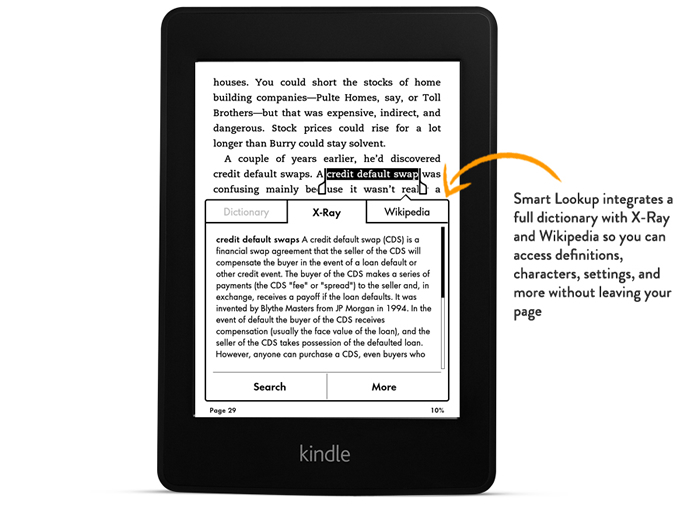 Smart Lookup on Kindle Paperwhite