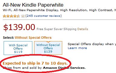 Amazon announces shipping delays for new Kindle Paperwhite