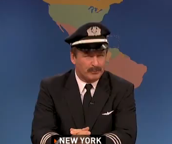 Alex Baldwin plays a pilot on Saturday Night Live