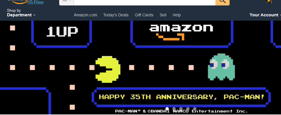 Pac-Man on Amazon's home page